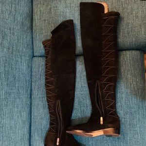 NEW Vince Camuto Thigh High Suede Boots Black 37/7